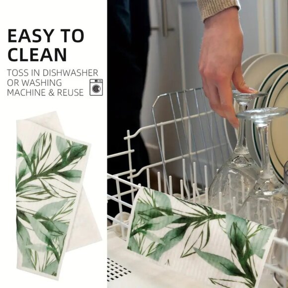 NEW Set of 6 Swedish Dishcloth - Plant, Leaves & Ivy - Reusable Sponge Cloth - Picture 5 of 8